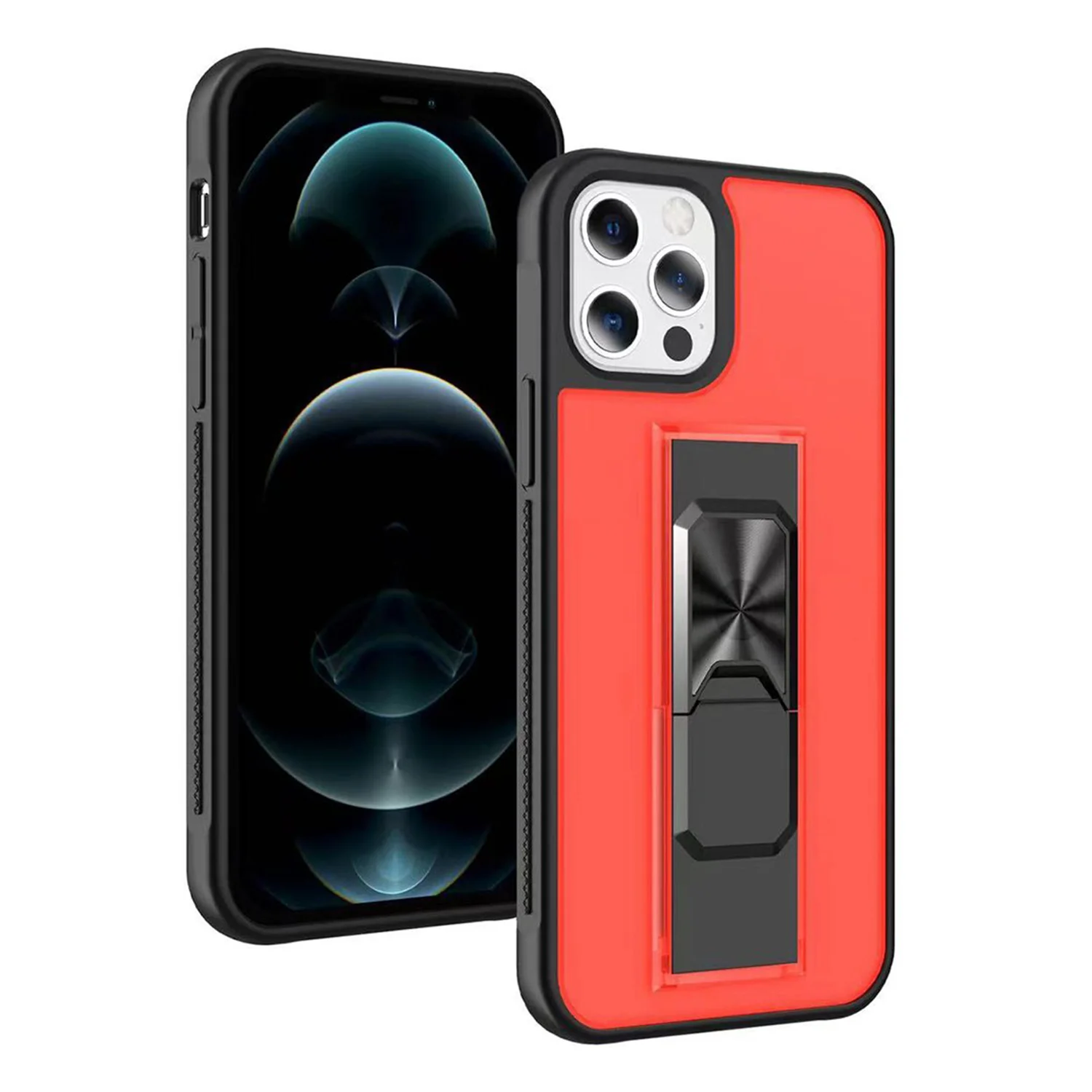 Nettech Apple iPhone 12 Pro Max Uyumlu MicroCase Mıknatıs Yüzüklü Arka Koruma Kılıf (Kırmızı) NT-86929