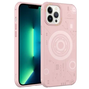 Apple iPhone 12 Pro Max Kılıf Zore Wireless Şarj Özellikli Desenli Hot Kapak - Rose Gold