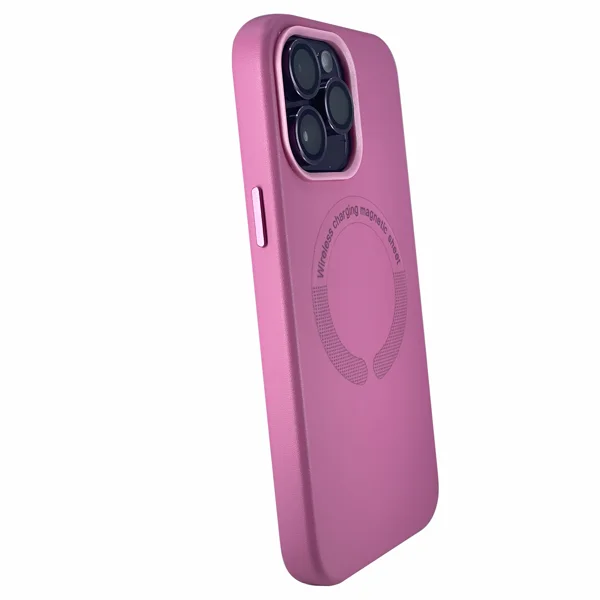 Nettech Apple iPhone 13 Pro Max Uyumlu Deri Magsafe Seri Arka Koruma Kılıf (Pembe) NT-100574 - 2