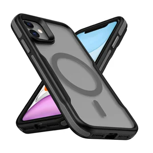 Apple iPhone 12 Kılıf Magsafe Şarj Özellikli Renkli Kenar Airbag Şeritli Zore Lamer Kapak - Gri