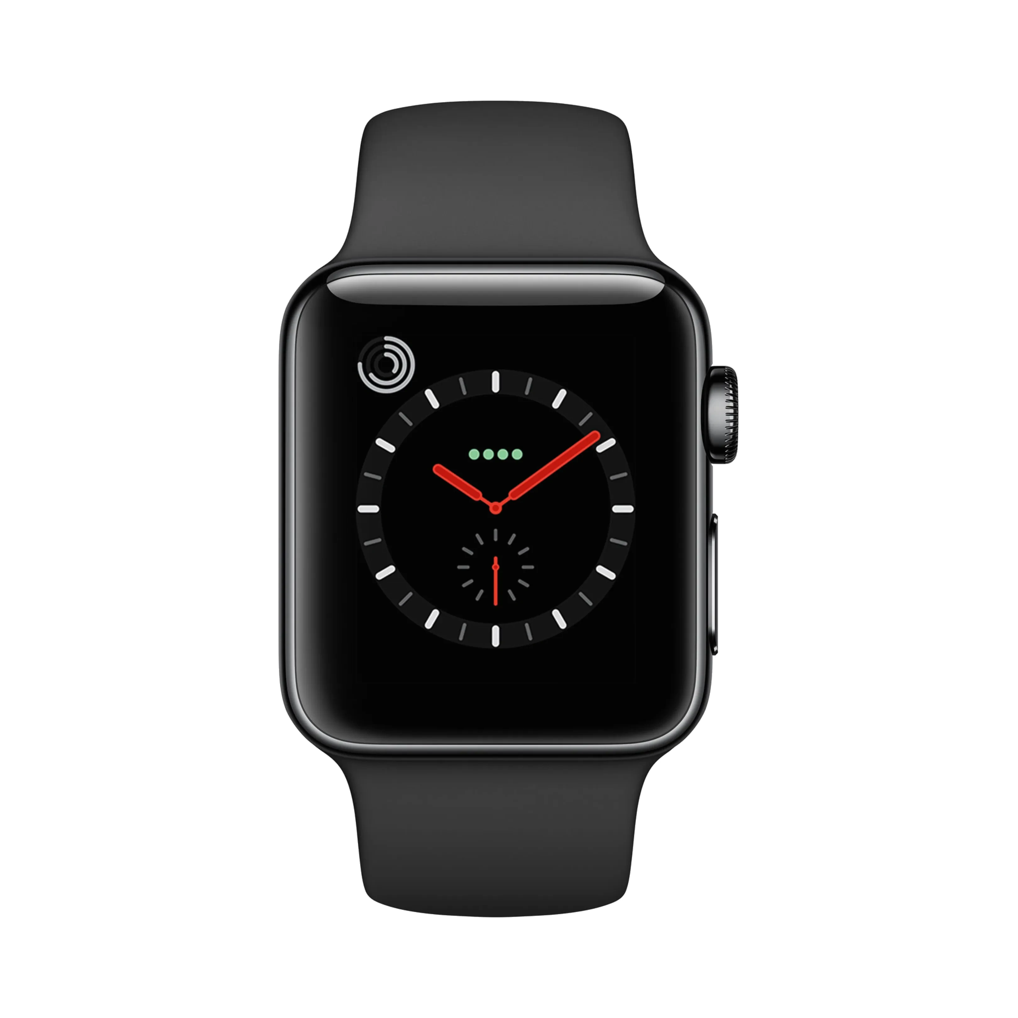 Apple Watch Series 3 - Paslanmaz Çelik - 38mm - Cellular - Gece yarısı
