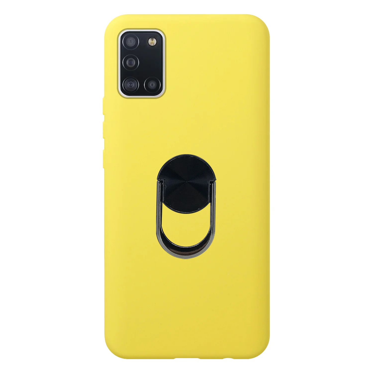 Nettech Samsung Galaxy A31 Uyumlu Leather Ring Nano Arka Koruma Kılıf (Sarı) NT-83083