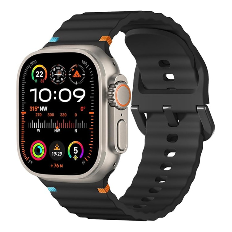 Nettech Apple Watch Series 10 46 mm Uyumlu Silikon Kordon (Siyah) NT-112418