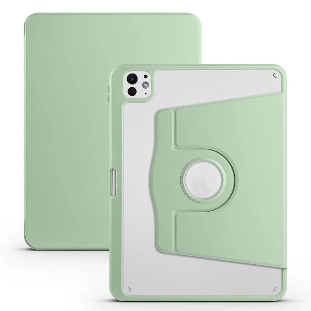 Apple iPad Pro 11 2024 Kılıf Zore Termik Kalem Bölmeli Dönebilen Standlı Kılıf - Açık Yeşil