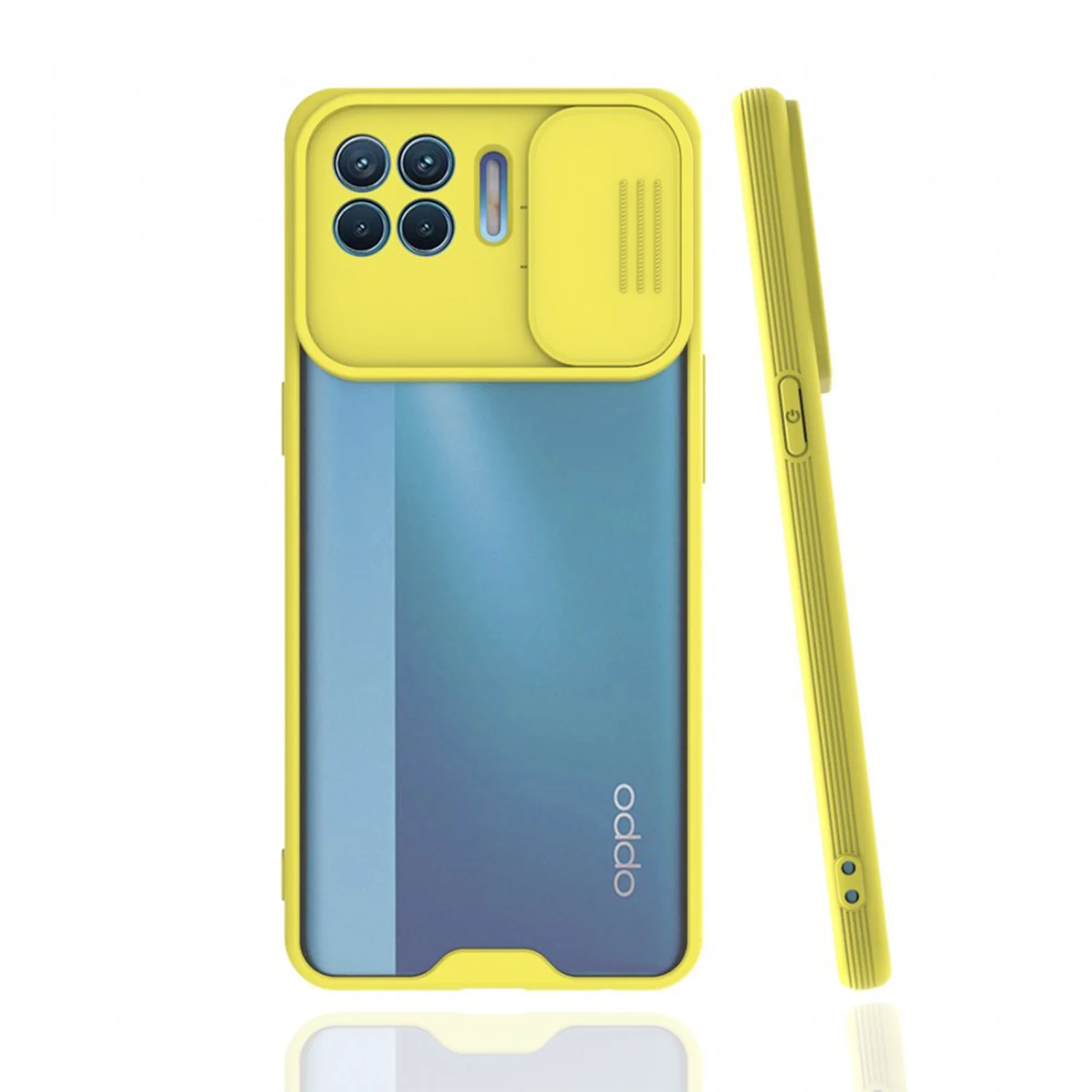 Nettech Oppo Reno 4 Lite Uyumlu Platin Kamera Kızaklı Arka Koruma Kılıf (Sarı) NT-86868