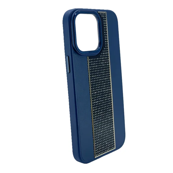 Nettech Apple iPhone 13 Pro Uyumlu Taşlı Deri Seri Arka Koruma Kılıf (Lacivert) NT-101472 - 2