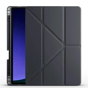 Galaxy Tab S9 Kılıf Zore Tri Folding Kalem Bölmeli Standlı Kılıf - Siyah