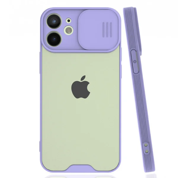 Nettech Apple iPhone 12 Mini Uyumlu Platin Kamera Kızaklı Arka Koruma Kılıf (Lila) NT-86652 - 1