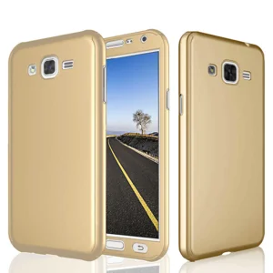Galaxy J7 Core Kılıf Zore 360 3 Parçalı Rubber Kapak - Gold
