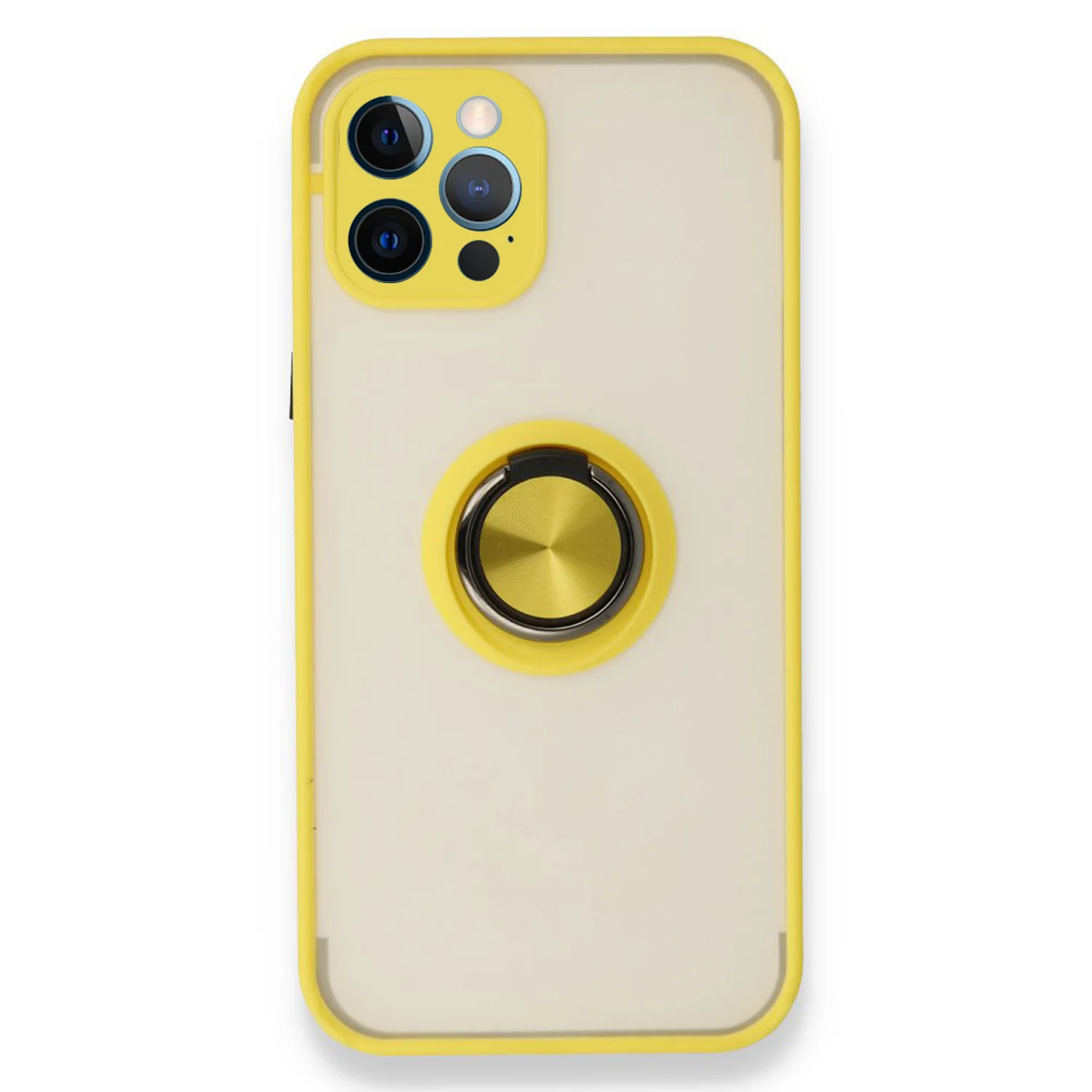 Nettech Apple iPhone 12 Pro Max Uyumlu Montreal Yüzüklü Arka Koruma Kılıf (Sarı) NT-84797
