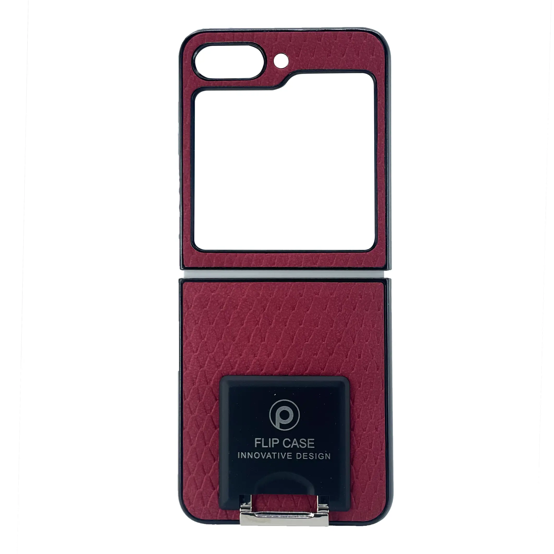 Nettech Samsung Galaxy Z Flip 5 Uyumlu Suni Deri Arka Koruma Kılıf (Kırmızı) NT-104170