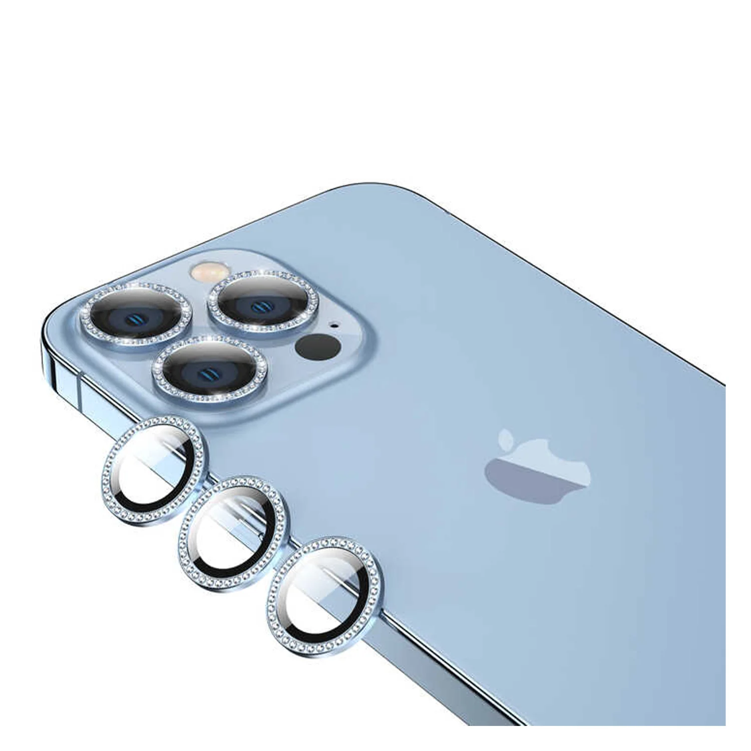 Nettech Apple iPhone 13 Pro Max Uyumlu Diamond Taşlı Model Kamera Cam Koruyucu (Mavi) NT-94620