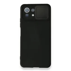 Nettech Xiaomi Mi 11 Lite Uyumlu Kızaklı Kamera Korumalı Arka Koruma Kılıf (Siyah) NT-87186