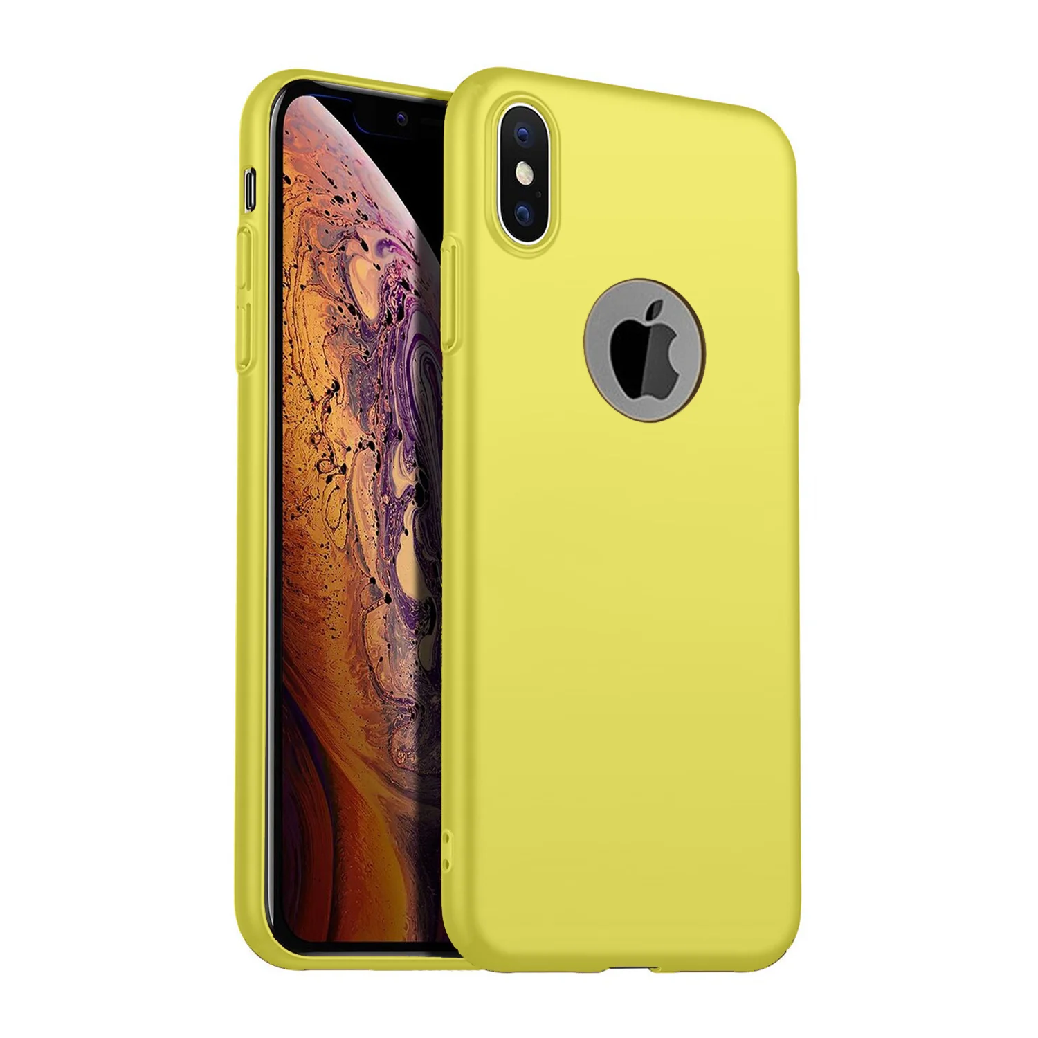 Nettech Apple iPhone XS Max Uyumlu Suide Arka Koruma Kılıf (Sarı) NT-81689