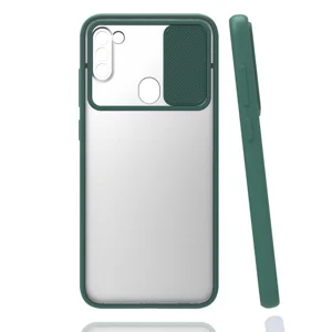 Galaxy A11 Kılıf Zore Lensi Kapak - Koyu Yeşil