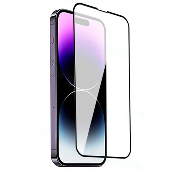 Apple iPhone 14 Pro Max Zore Darbeye Dayanıklı Anti Statik Temperli Cam Ekran Koruyucu - Siyah