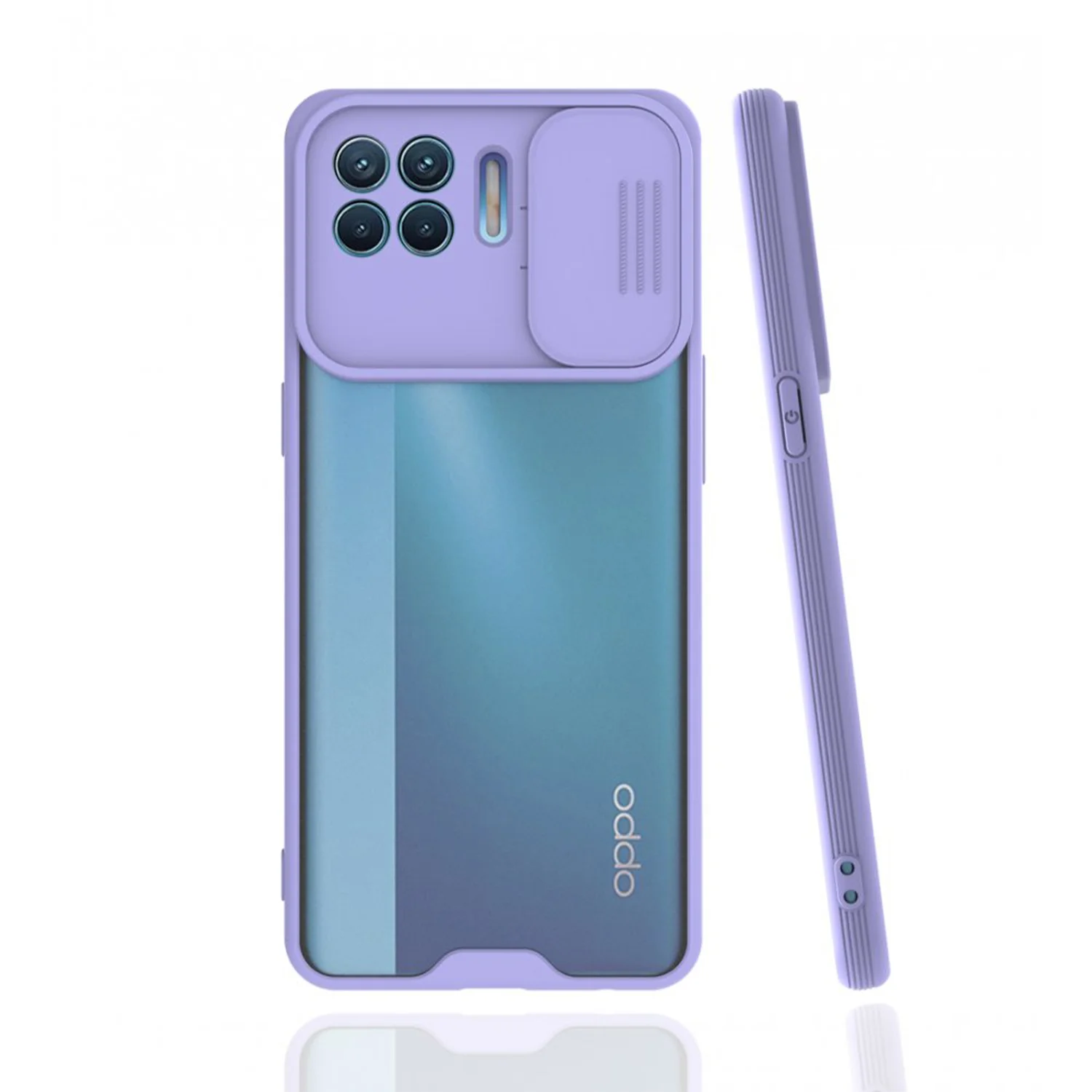 Nettech Oppo Reno 4 Lite Uyumlu Platin Kamera Kızaklı Arka Koruma Kılıf (Lila) NT-86869