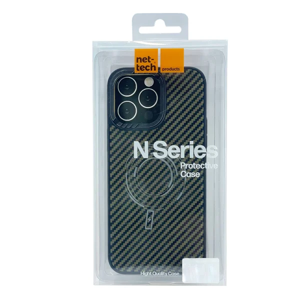 Nettech Apple iPhone 14 Pro Uyumlu Metal Kamera Çerçeveli Magsafe Karbon Fiber Arka Koruma Kılıf (Yeşil) NT-101993 - 3