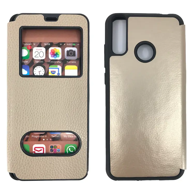 Nettech General Mobile GM10 Uyumlu Pencereli Kapaklı Kılıf (Gold) NT-84509