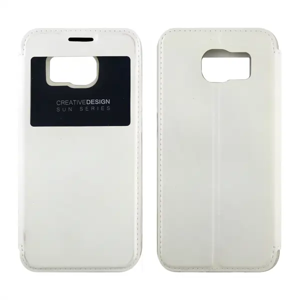 Nettech Samsung Galaxy G920 S6 Uyumlu Kapaklı Kılıf Kapaklı Kılıf (Beyaz) VR-4925