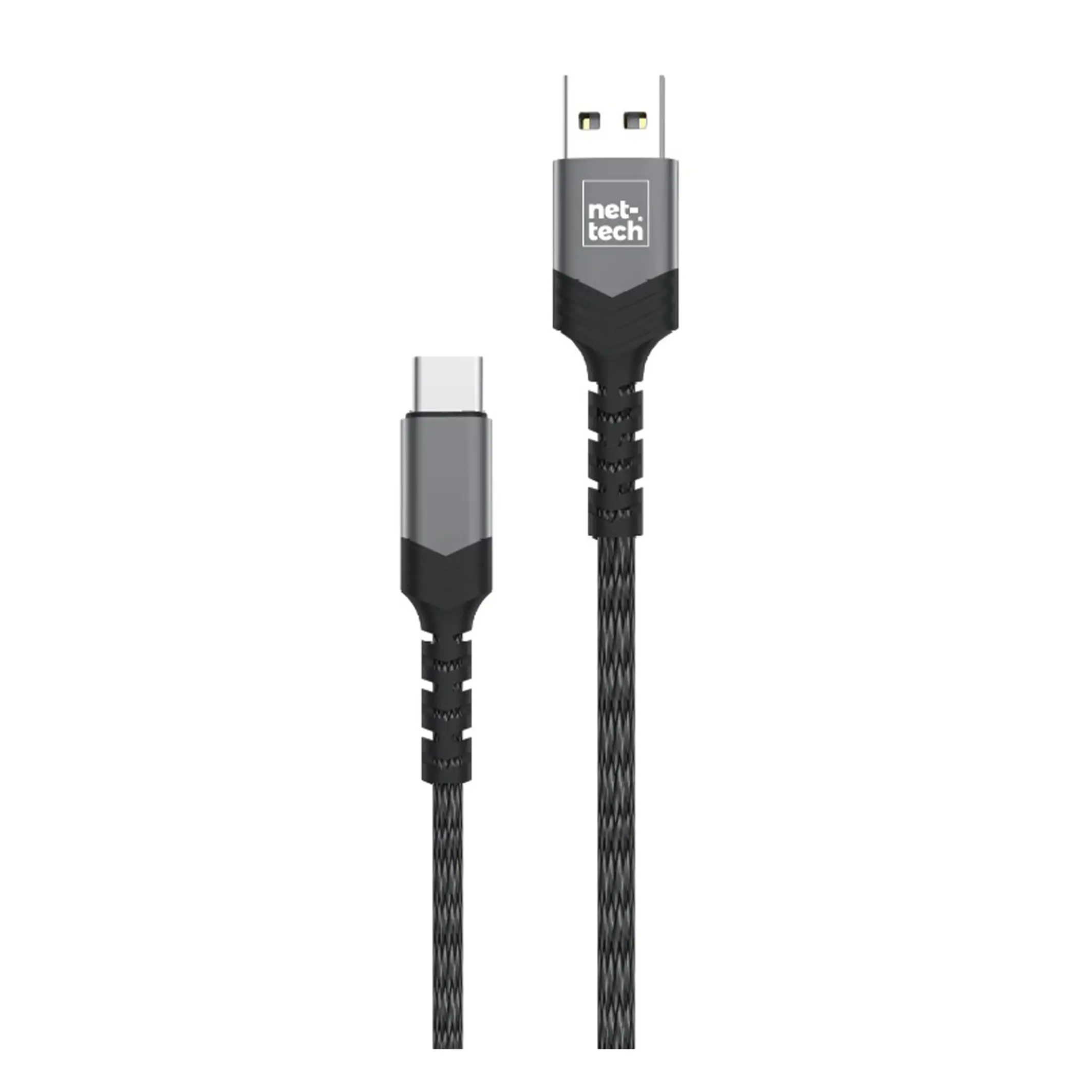 Nettech NT-DC16 İp Örgü 120 Cm Type-C Şarj ve Data Kablosu (Siyah) NT-DC16