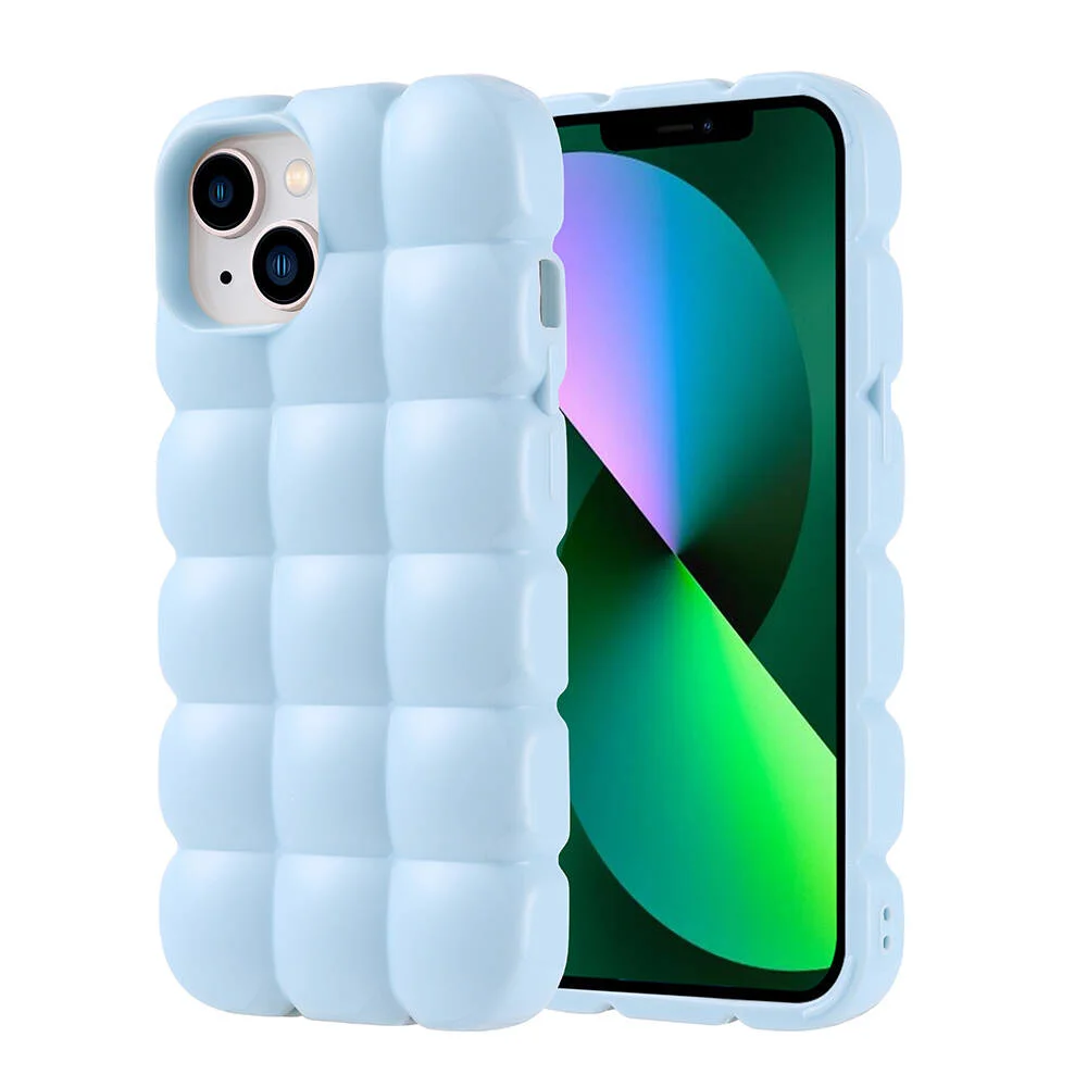 Apple iPhone 13 Kılıf Parlak Esnek Silikon Zore Dom Dom Kapak - Mavi