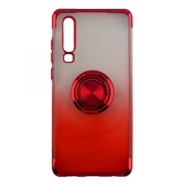 Nettech Huawei P30 Uyumlu Renkli Yüzüklü Arka Koruma Kılıf (Kırmızı) VR-15628 - 1