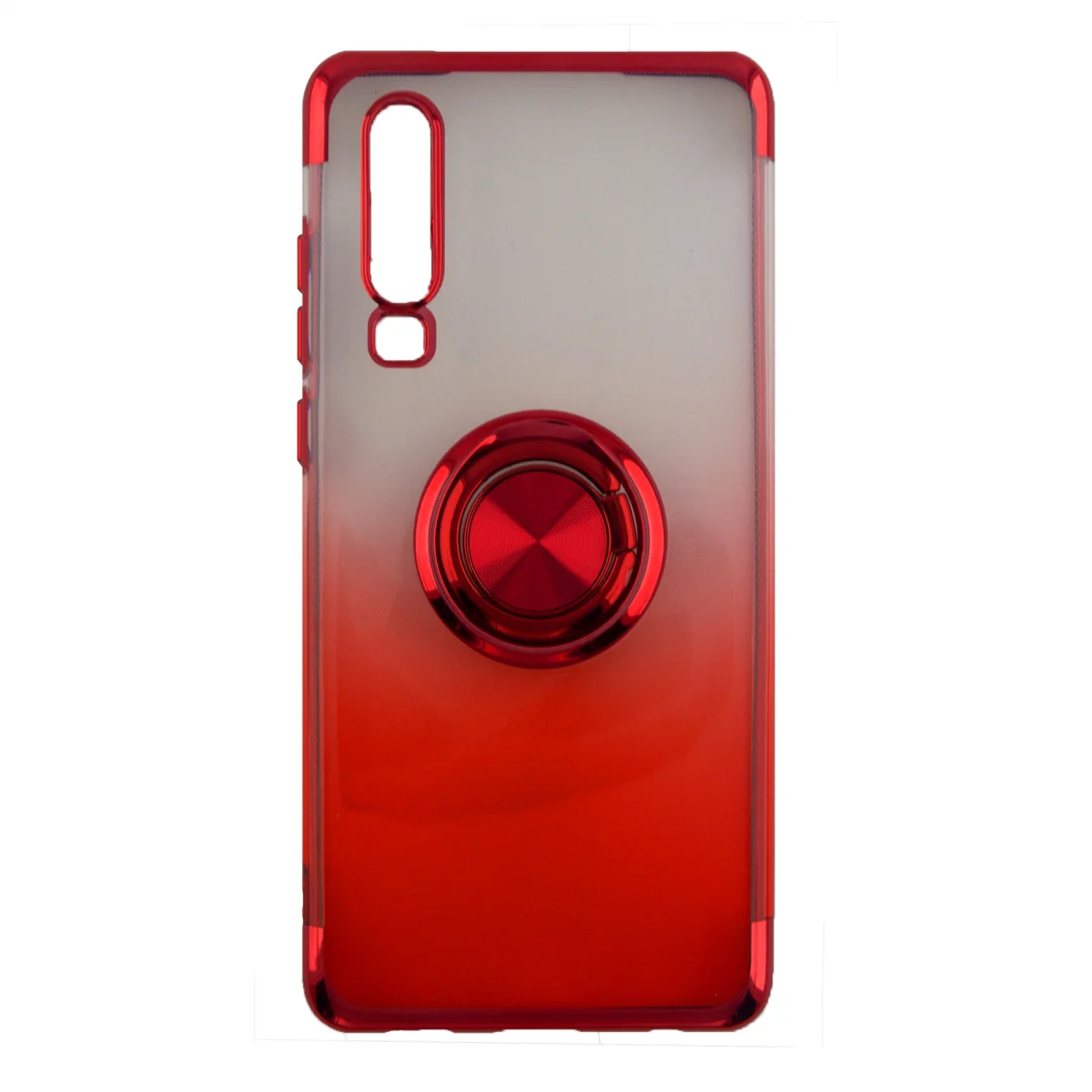 Nettech Huawei P30 Uyumlu Renkli Yüzüklü Arka Koruma Kılıf (Kırmızı) VR-15628