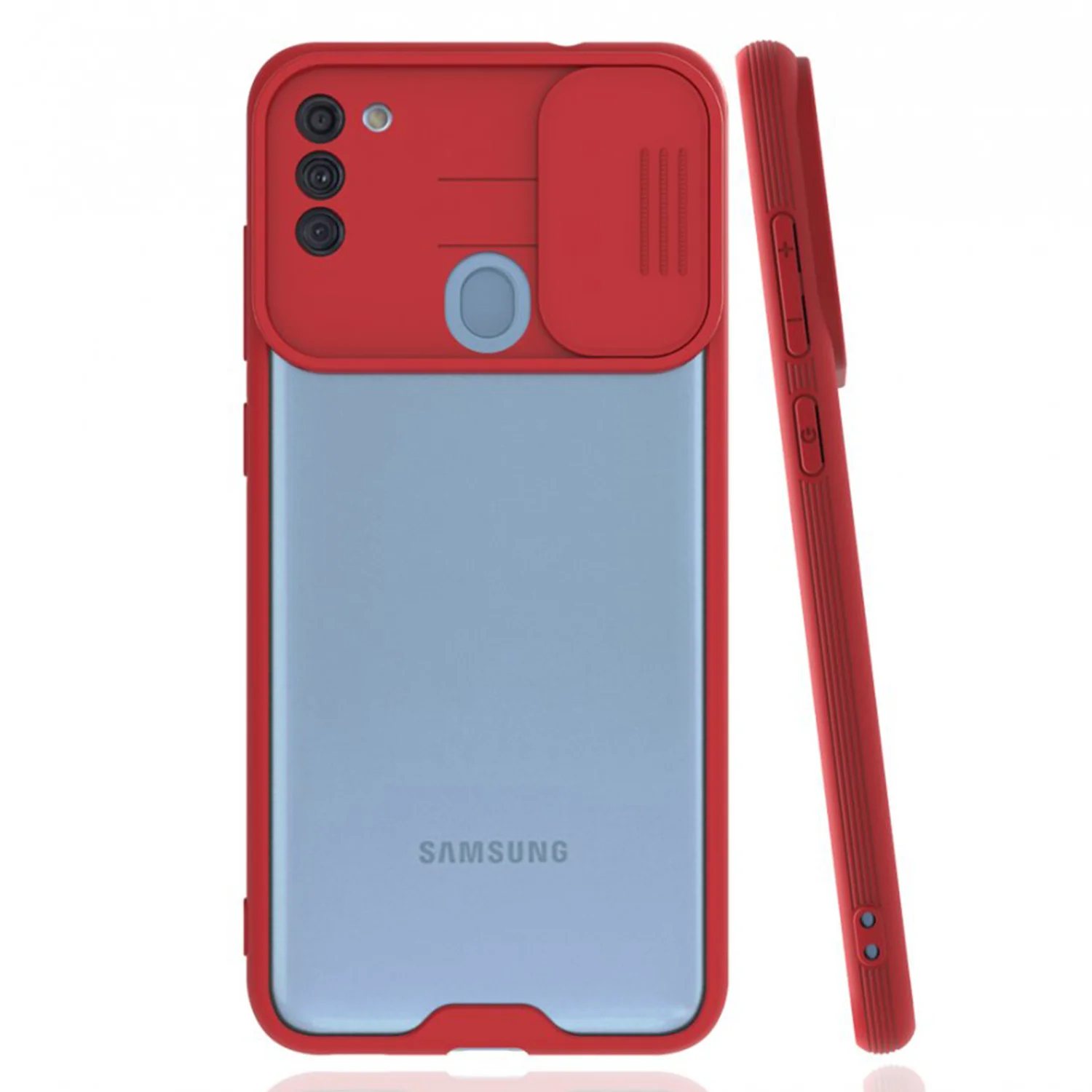 Nettech Samsung Galaxy A11 Uyumlu Platin Kamera Kızaklı Arka Koruma Kılıf (Kırmızı) NT-86661
