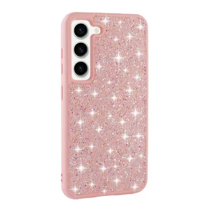 Galaxy S23 Kılıf Parlak Taşlı Tasarım Zore Pırlanta Kapak - Pembe