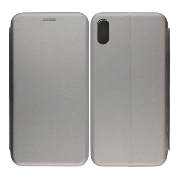 Nettech Apple iPhone XS Max Uyumlu Lüx Seri Kapaklı Kılıf (Gri) VR-18173