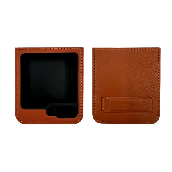 Nettech Samsung Galaxy Z Flip 5 Uyumlu Suni Deri Arka Koruma Kılıf (Kahverengi) NT-104172 - 3