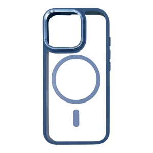 Nettech Apple iPhone 16 Pro Uyumlu Metal Kamera Çerçeveli Magsafe Seri Arka Koruma Kılıf (Mavi) NT-111584