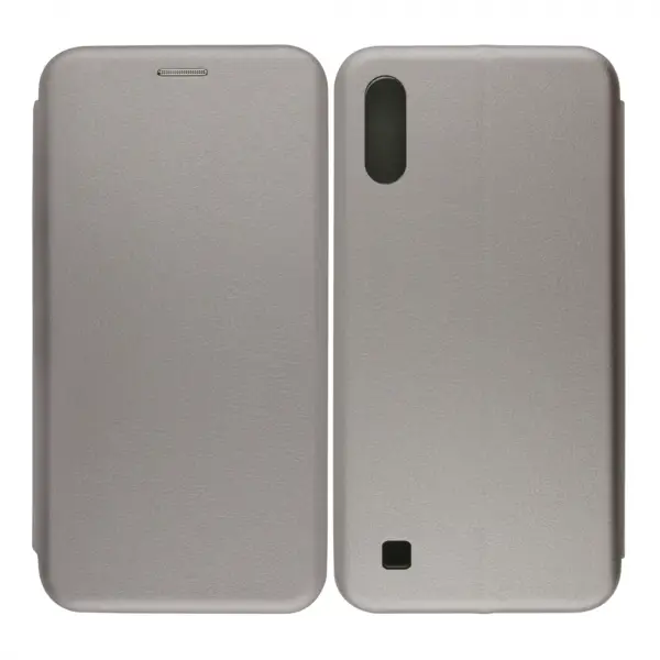 Nettech Samsung Galaxy M10 Uyumlu Lüx Seri Kapaklı Kılıf (Gri) VR-18108
