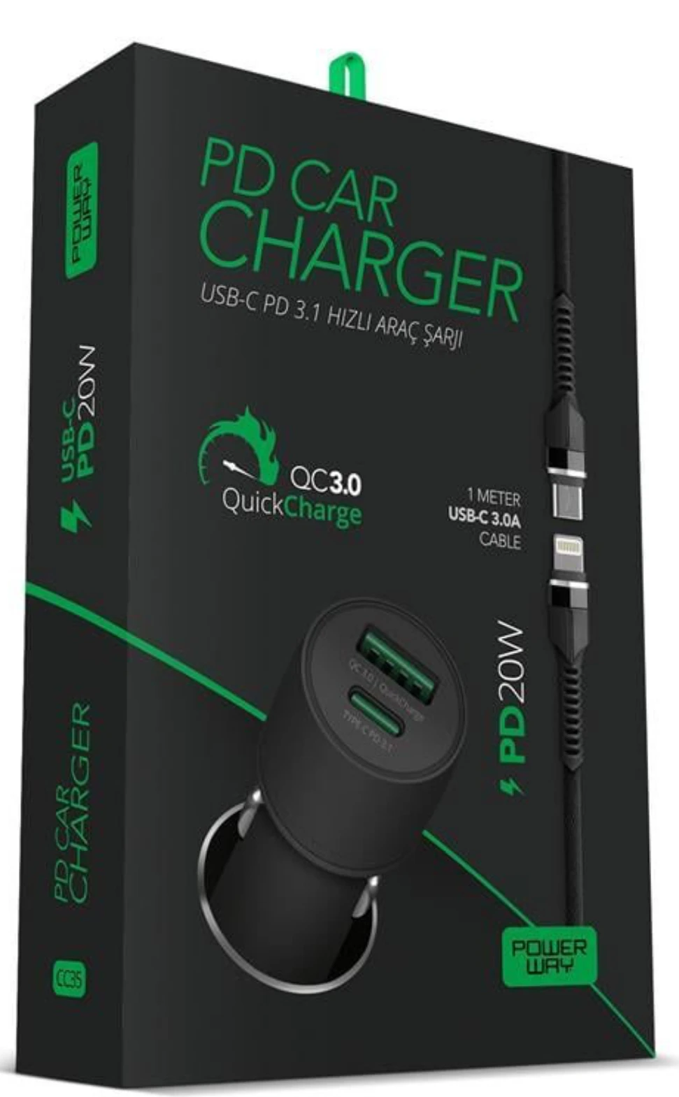 Hızlı Araç Şarjı USB-c Linghting