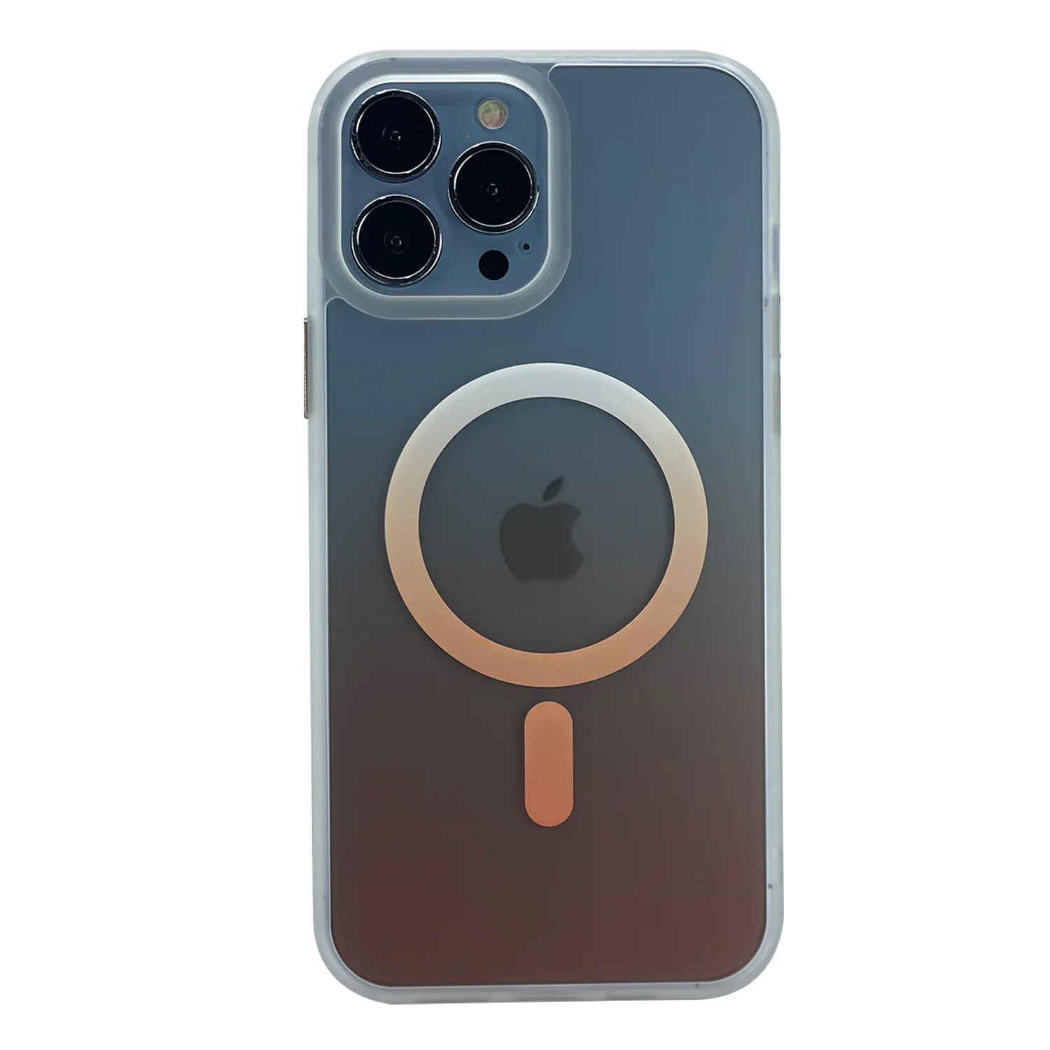 Nettech Apple iPhone 13 Pro Uyumlu Transparan Magsafe Seri Arka Koruma Kılıf (Turuncu) NT-97970