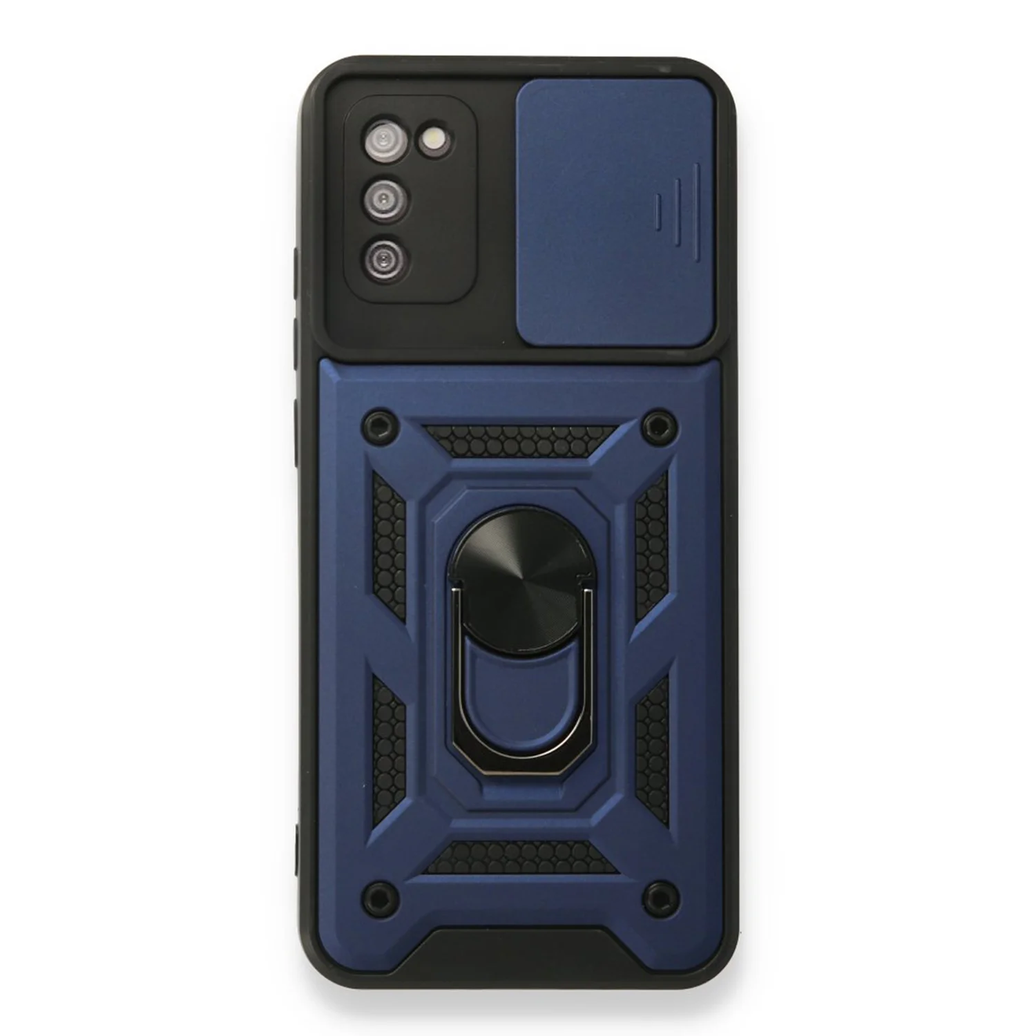 Nettech Samsung Galaxy A02S Uyumlu Kızaklı Panzer Seri Arka Koruma Kılıf (Lacivert) NT-86181