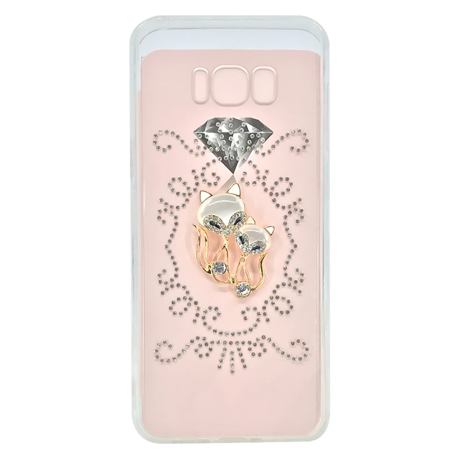 Nettech Samsung Galaxy G950 S8 Uyumlu Taşlı Seri Arka Koruma Kılıf (Rose Gold) NT-17041