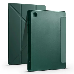 Galaxy Tab A8 10.5 SM-X200 (2021) Kılıf Zore Tri Folding Kalem Bölmeli Standlı Kılıf - Koyu Yeşil