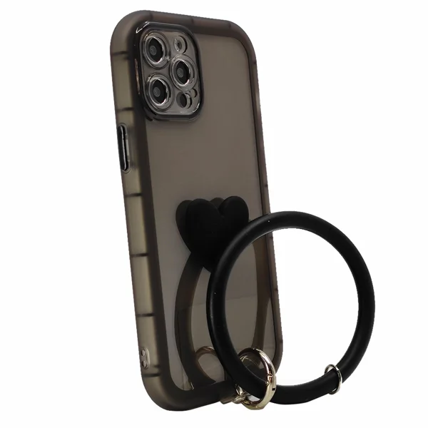 Nettech Apple iPhone 12 Pro Max Uyumlu Halka Bilekli Şeffaf Seri Arka Koruma Kılıf (Siyah) NT-97214 - 2