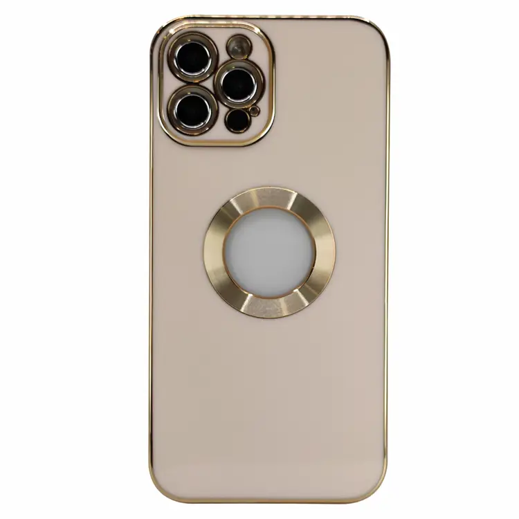 Nettech Apple iPhone 12 Pro Max Uyumlu Halkalı Logo Seri Arka Koruma Kılıf (Rose Gold) NT-97151