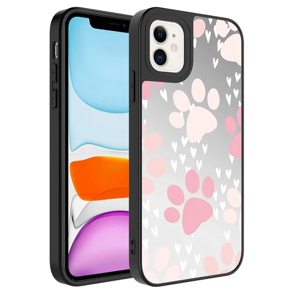 Apple iPhone 11 Kılıf Aynalı Desenli Kamera Korumalı Parlak Zore Mirror Kapak - Pati - 1