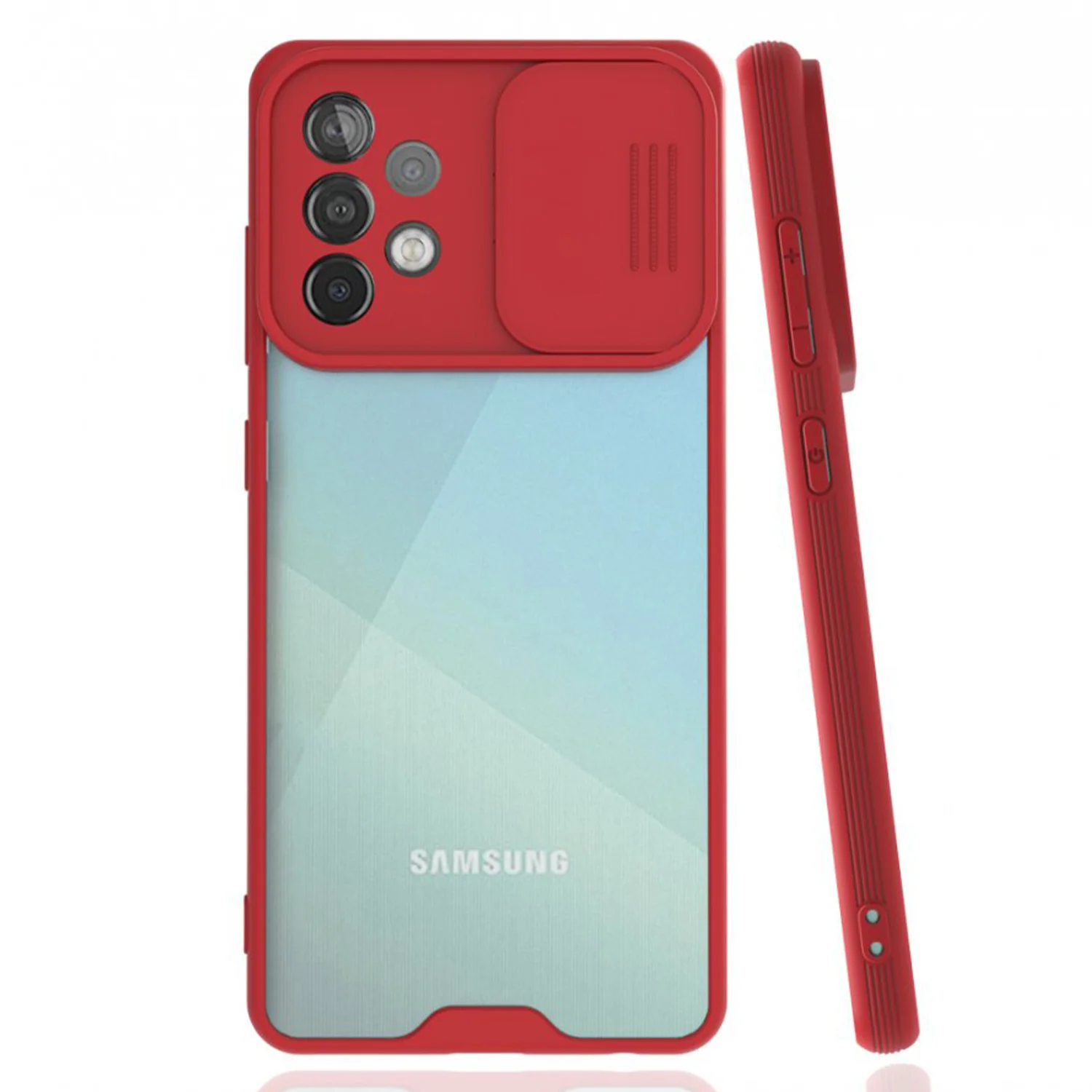 Nettech Samsung Galaxy A72 Uyumlu Platin Kamera Kızaklı Arka Koruma Kılıf (Kırmızı) NT-86724
