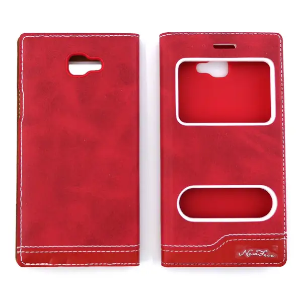 Nettech Samsung Galaxy G570 J5 Prime Uyumlu Pencereli Kapaklı Kılıf (Kırmızı) VR-1118