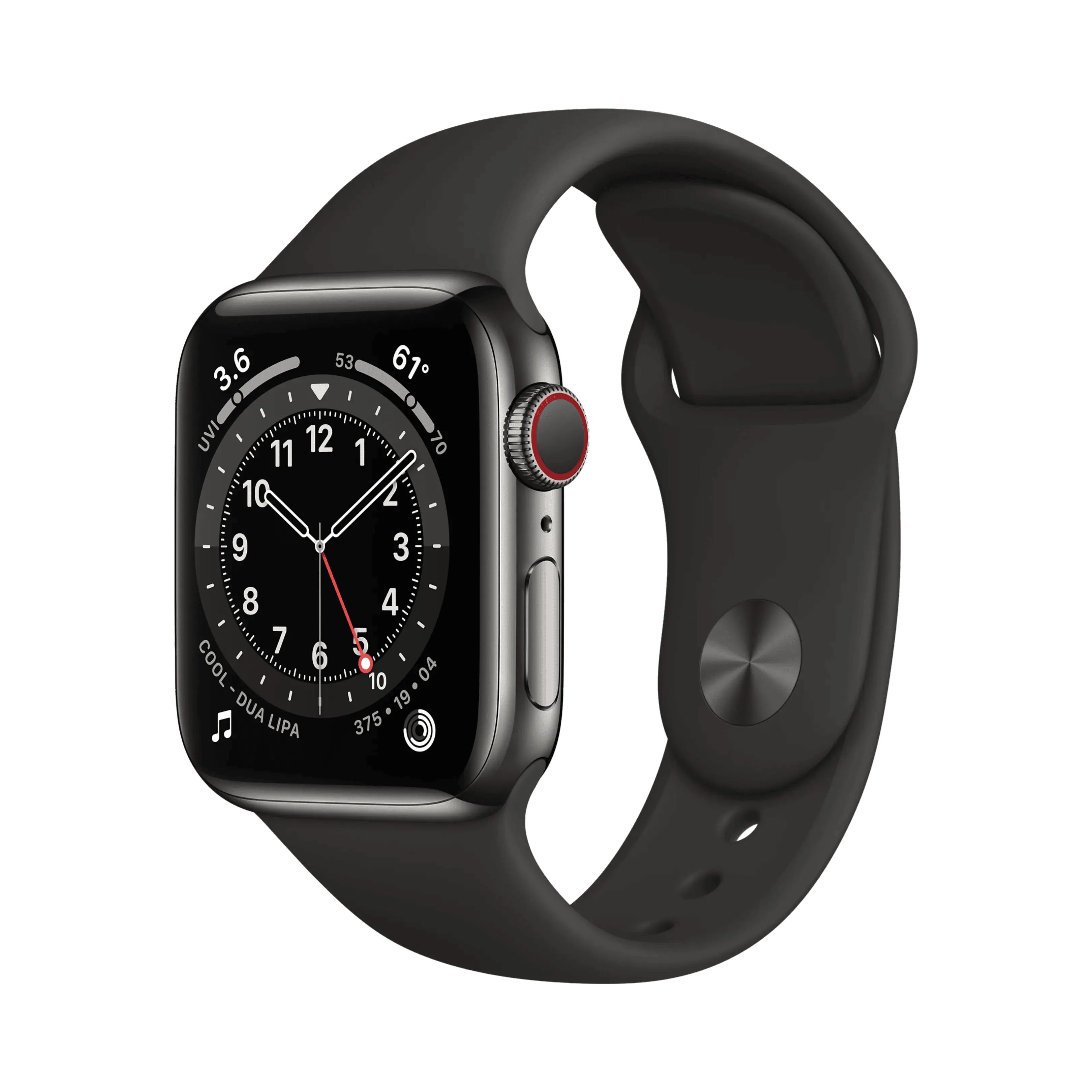 Apple Watch Series 6 - Paslanmaz Çelik - 40mm - Cellular - Gece yarısı