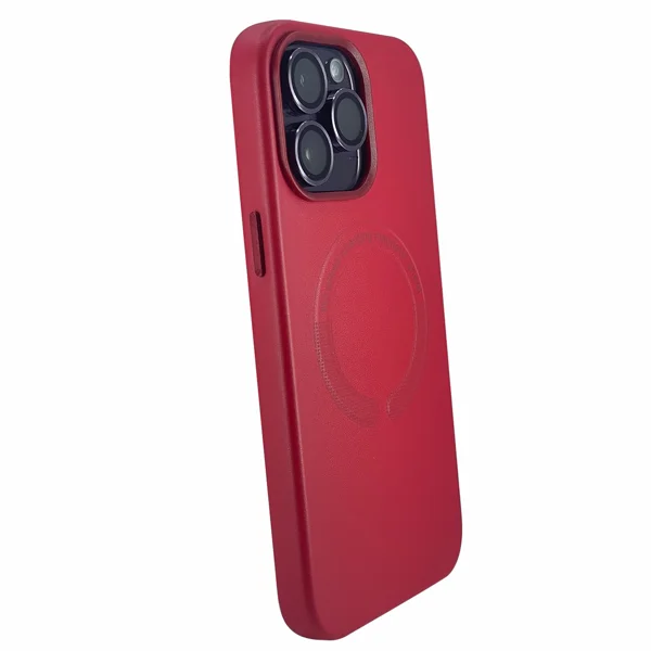 Nettech Apple iPhone 13 Pro Max Uyumlu Deri Magsafe Seri Arka Koruma Kılıf (Kırmızı) NT-100573 - 2