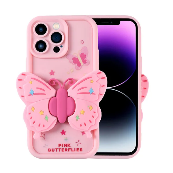 Apple iPhone 14 Pro Max Kılıf Kamera Korumalı Figür Tasarımlı Zore Kapya Kapak - Pembe Açık - 1