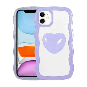 Apple iPhone 11 Kılıf Renkli Kalp Figürlü Zore Ponçik Kapak - Mor