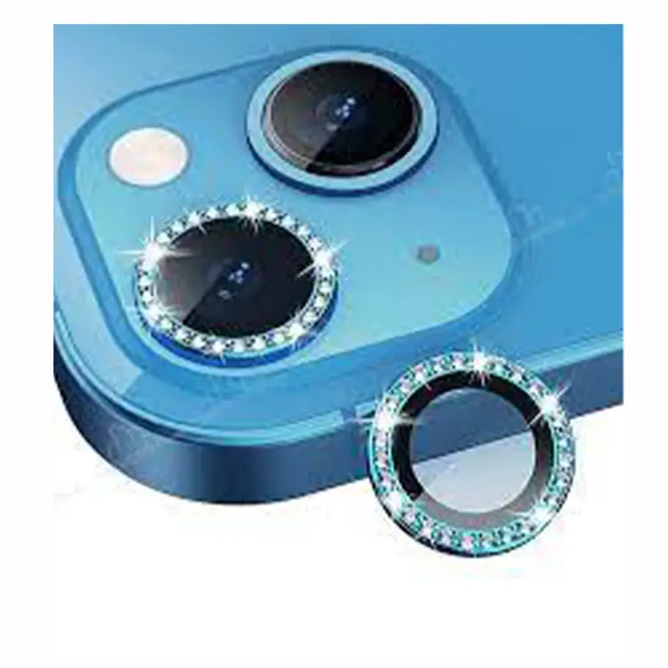 Nettech Apple iPhone 14 Uyumlu Diamond Taşlı Model Kamera Cam Koruyucu (Mavi) NT-97520