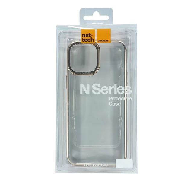 Nettech Apple iPhone 13 Pro Uyumlu Mika Renkli Metal Çerçeveli Seri Arka Koruma Kılıf (Gold) NT-100974 - 3